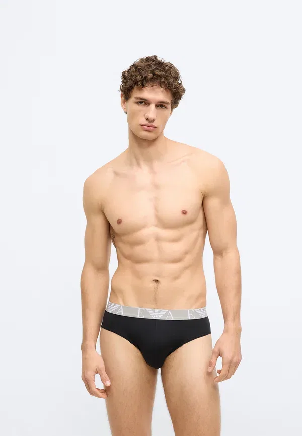Трусы с яркой монограммой, комплект из 3 штук Emporio Armani, белый/черный/серый — фото 4