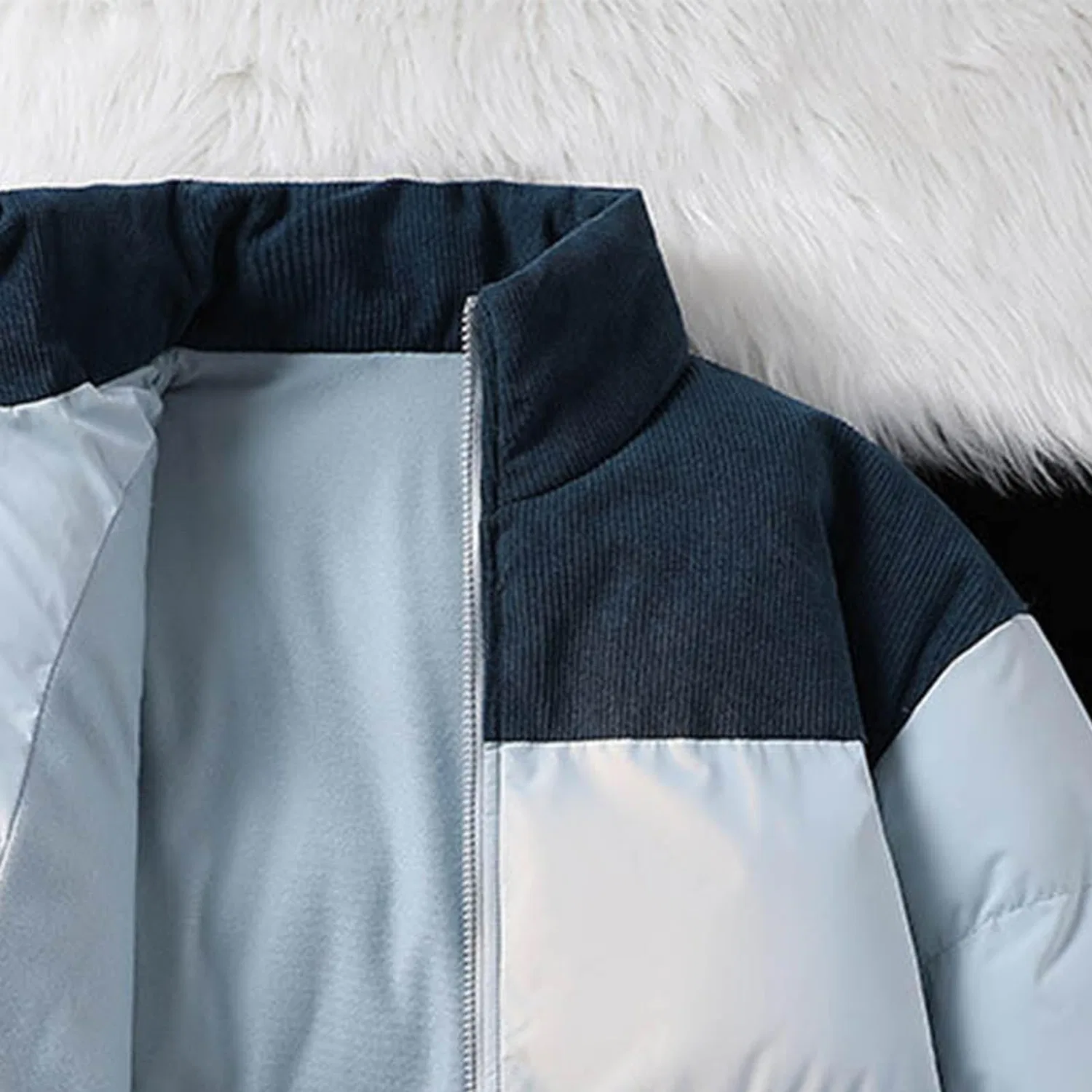 Женское стеганое пальто с длинным рукавом, модель parka, Azzurro — фото 2