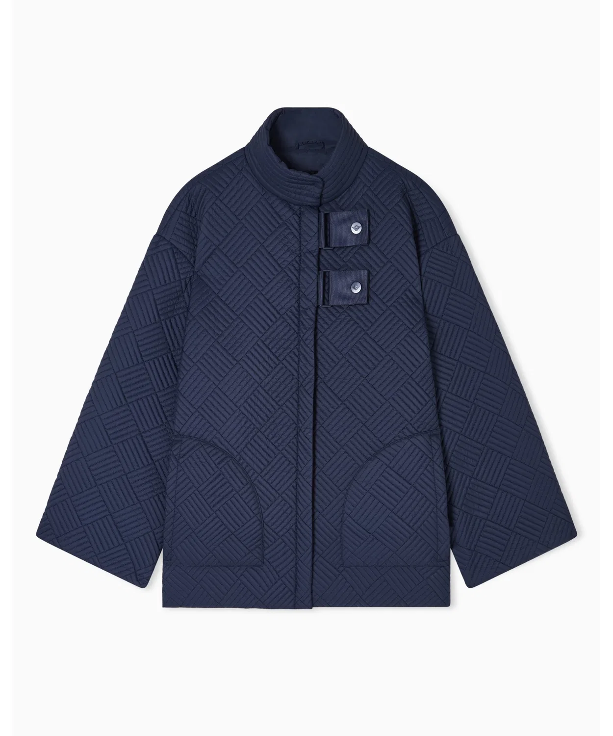 Женское пальто-пикоут с утеплителем, модель ASV EMPORIO ARMANI, Navy — фото 2