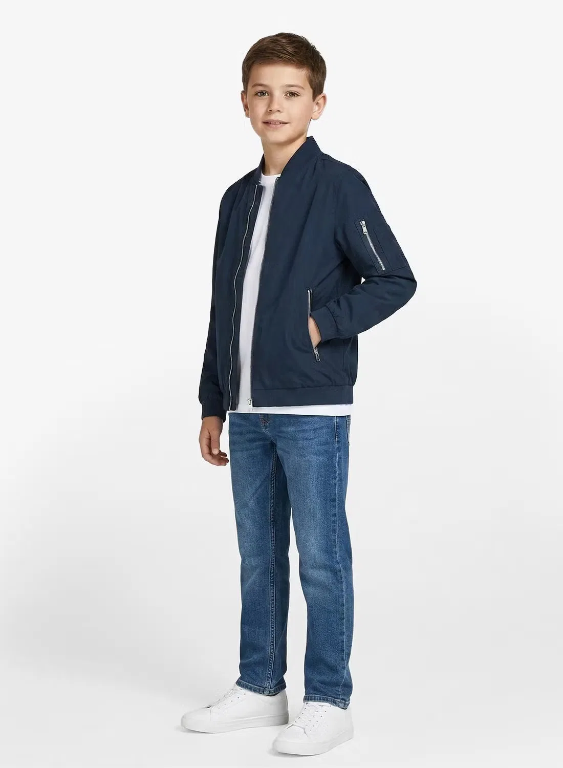 Куртка на молнии для мальчиков Jack & Jones Junior, темно-синий — фото 2