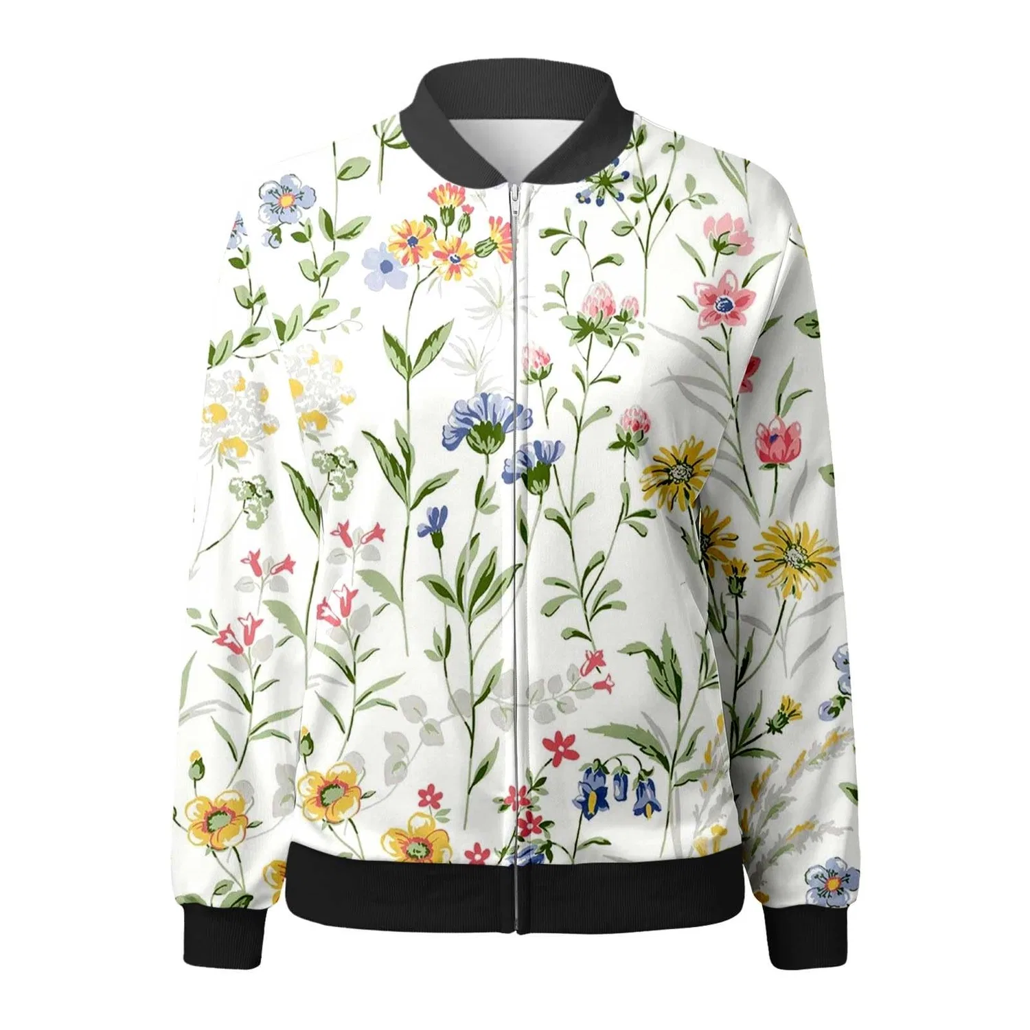 Женская куртка-бомбер с принтом, на молнии, Verde — фото 2