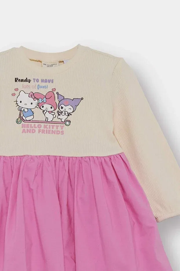 Детское платье для девочек с длинным рукавом Hello Kitty Defacto, Pink-Pn179 — фото 4