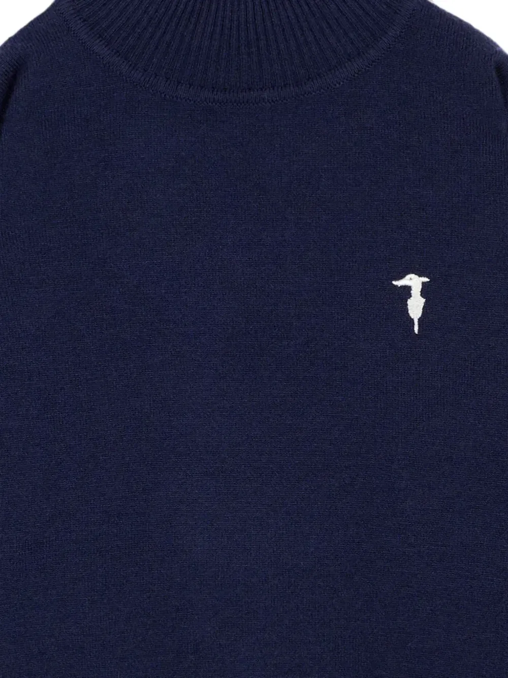 Свитер с высоким воротом и вышитым логотипом Trussardi Junior, синий — фото 3