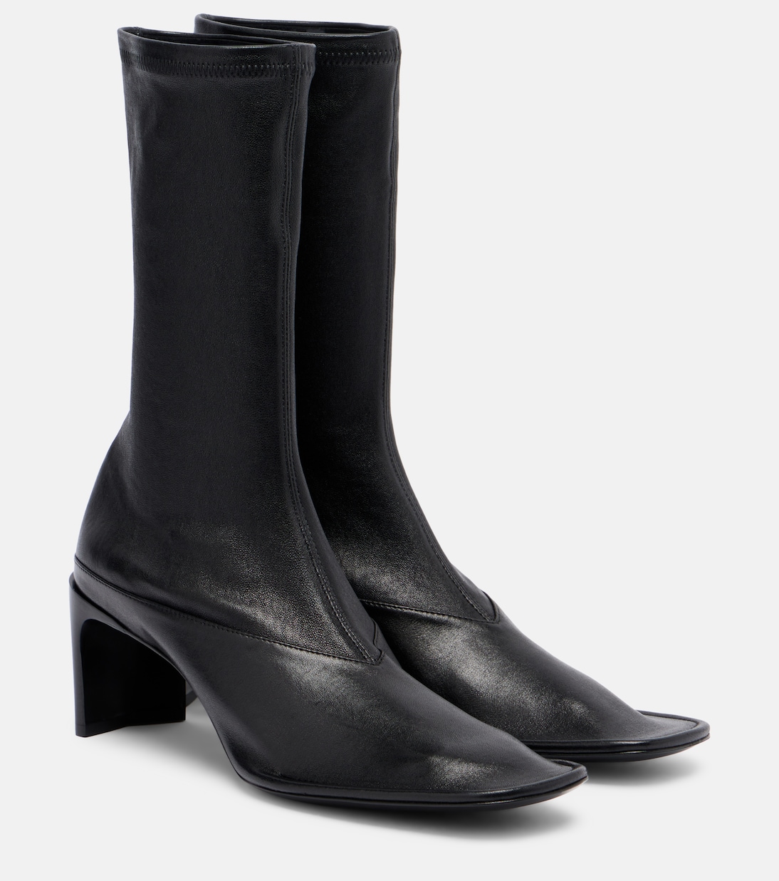 Кожаные сапоги до середины голени Jil Sander, черный