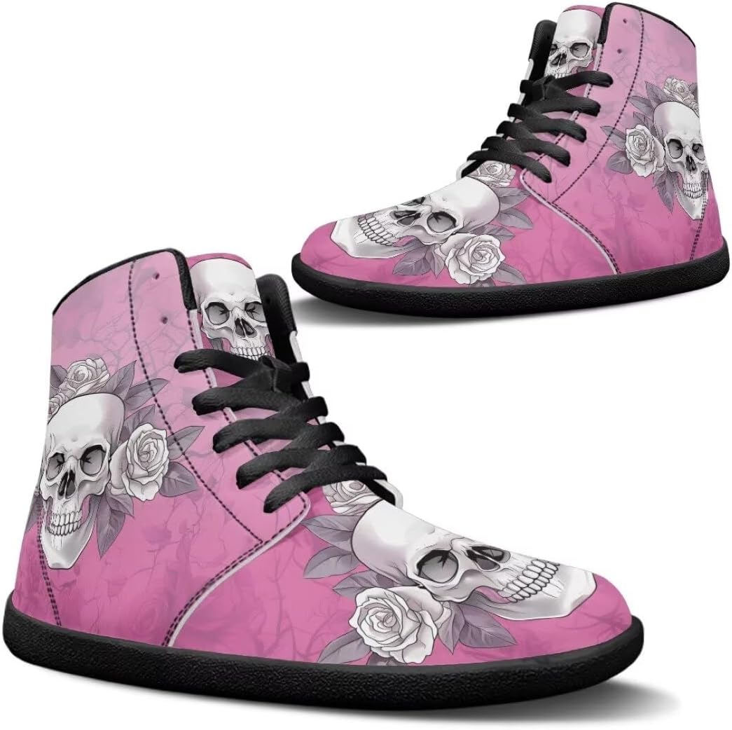 

Мужские босоножки Легкие противоскользящие повседневные кроссовки Высокие спортивные кеды с нулевой подошвой Getelinseng, Roses Skull Print