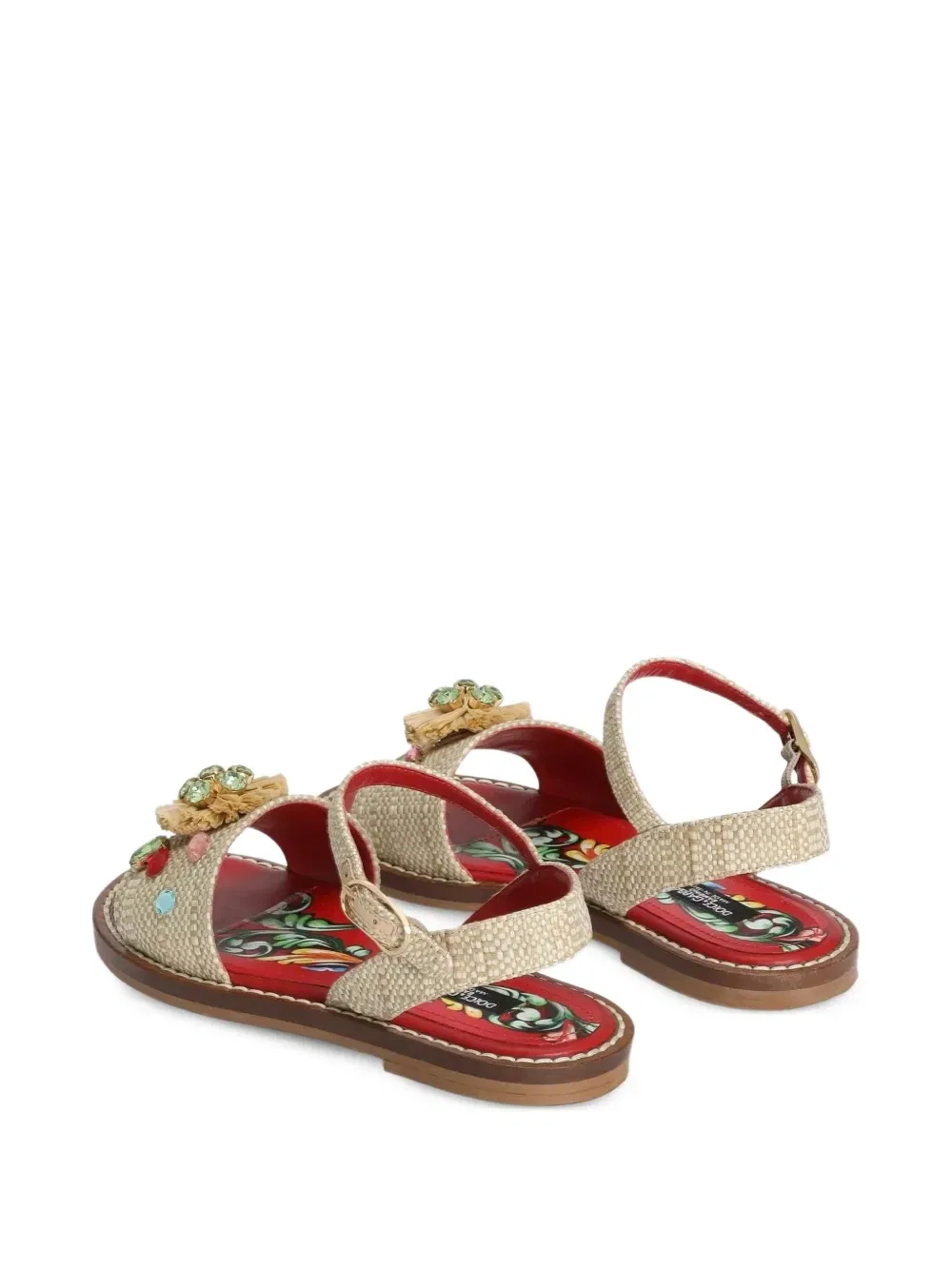 Сандалии из рафии с вышивкой Dolce & Gabbana Kids, бежевый — фото 3