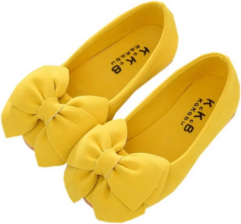 Детские балетки с бантом из искусственной замши Vokamara, Yellow