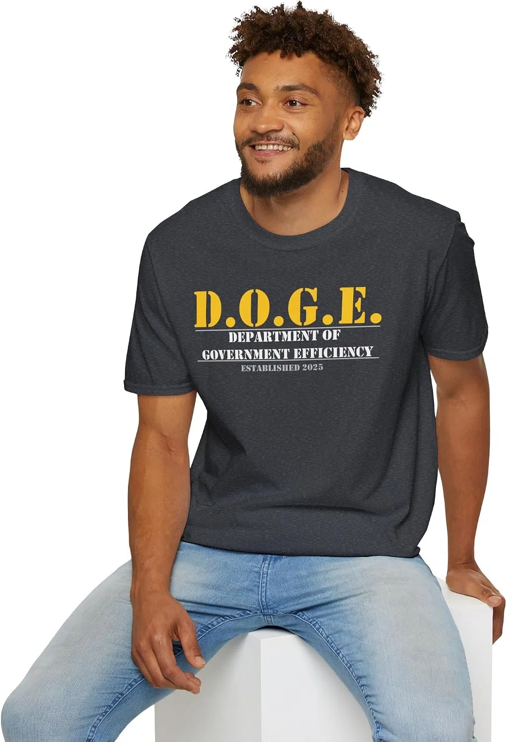 Мужская футболка с принтом D.O.G.E. GENERIC, Dark Heather Grey — фото 4