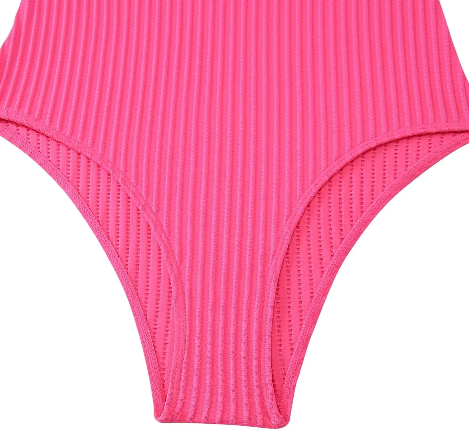 Женский цельный купальник с эффектом утяжки Ribbed Generic, Pink — фото 4