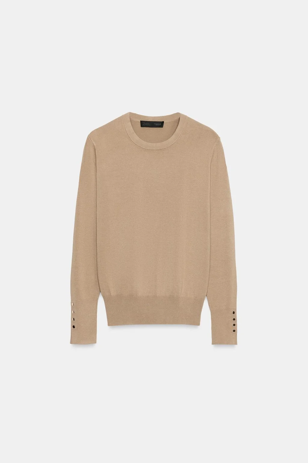 Джемпер Zara базовый трикотажный, светло-коричневый — фото 3