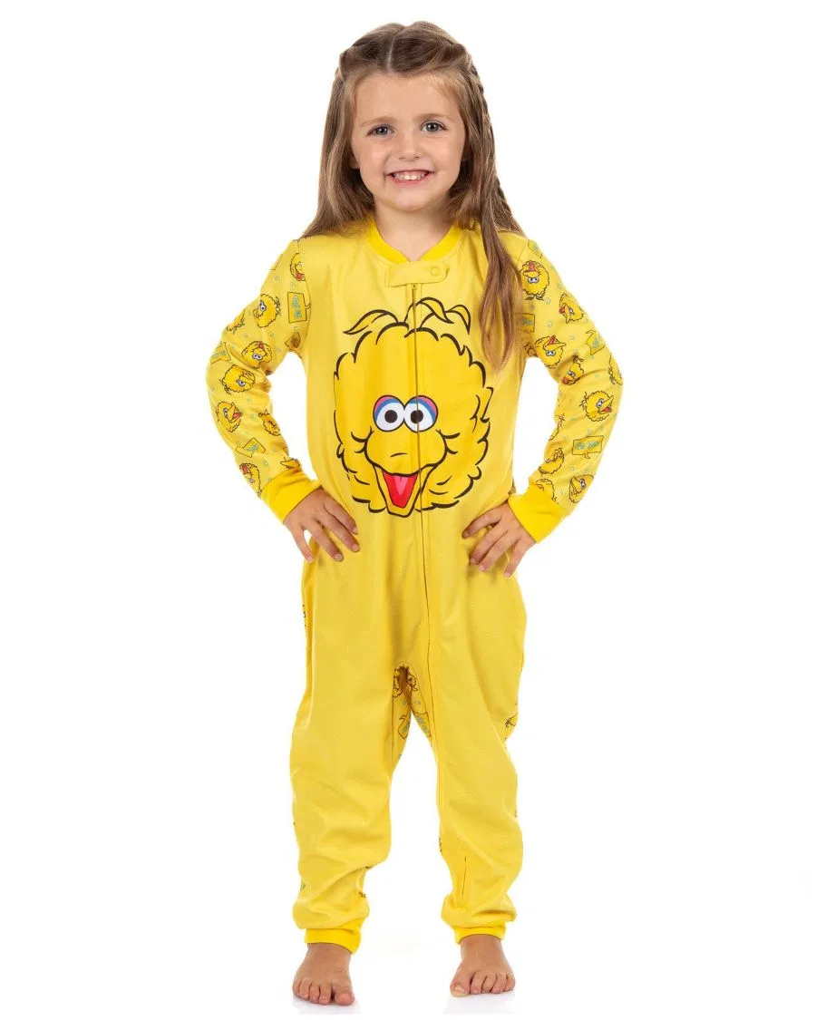 Детская пижама-комбинезон без стоп с принтом Big Bird Sesame Street, Yellow