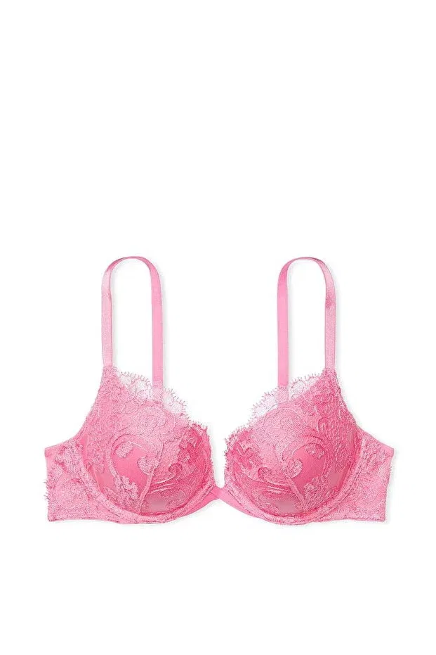 Женский бюстгальтер с принтом Boho Floral Embroidered Push-Up Bra Victoria'S Secret, Pink — фото 4
