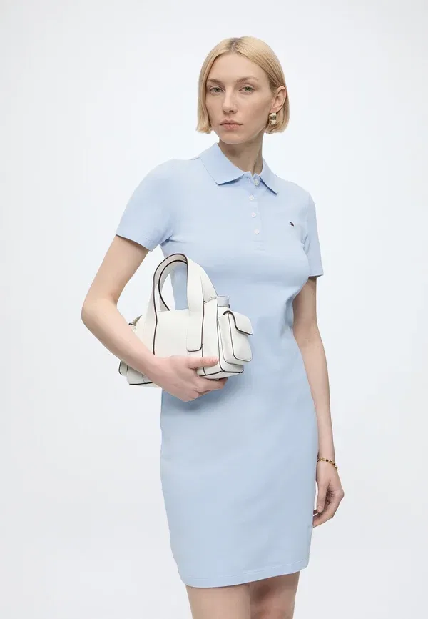 Платье-поло хлопковое Pique polo - t-shirt dress Tommy Hilfiger, Breezy Blue, синий — фото 4