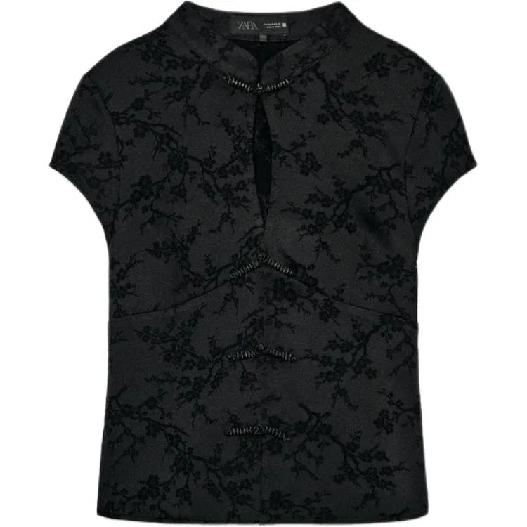 Женская рубашка с воротником-стойкой Black ZARA, Black