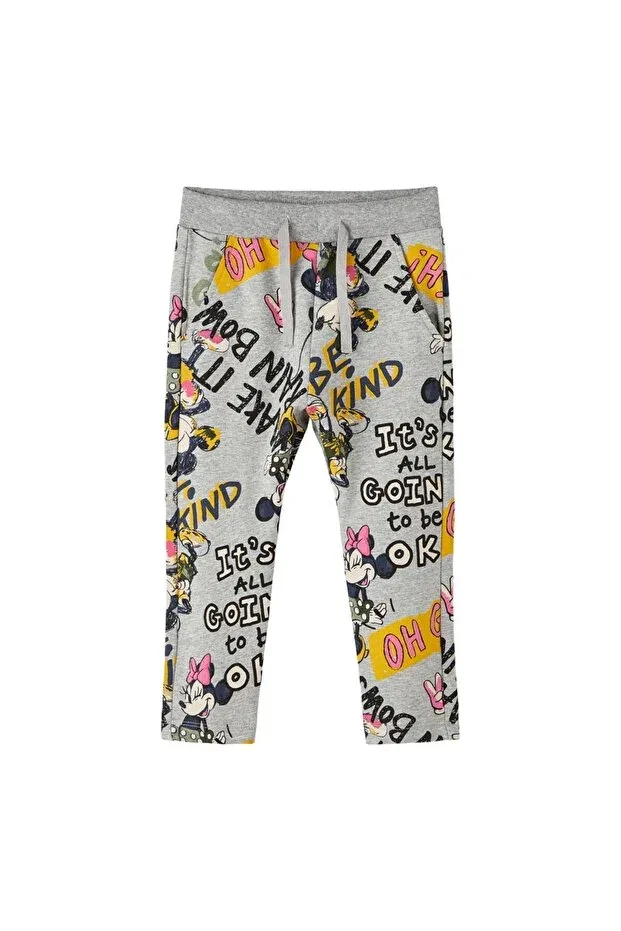 Детские спортивные штаны для девочек с принтом Alti Mini Name It, Gray-Melange