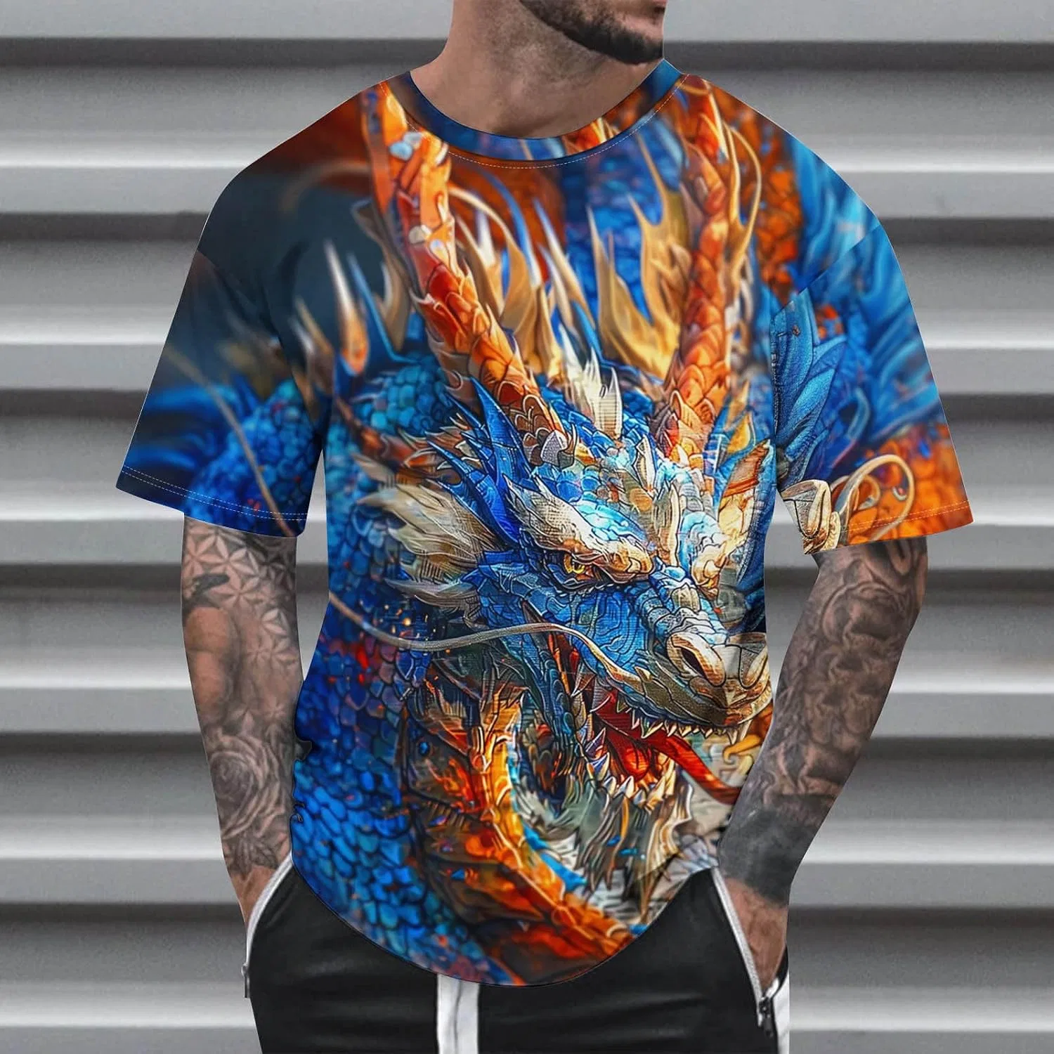 Мужская футболка с драконом Short Sleeve Tees, Multicolor — фото 2