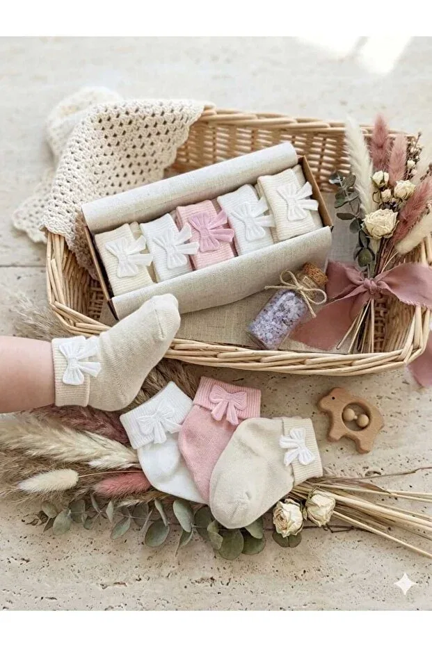 Детские носки для девочек хлопковые комплект 5 пар Akface, White Cream Pink
