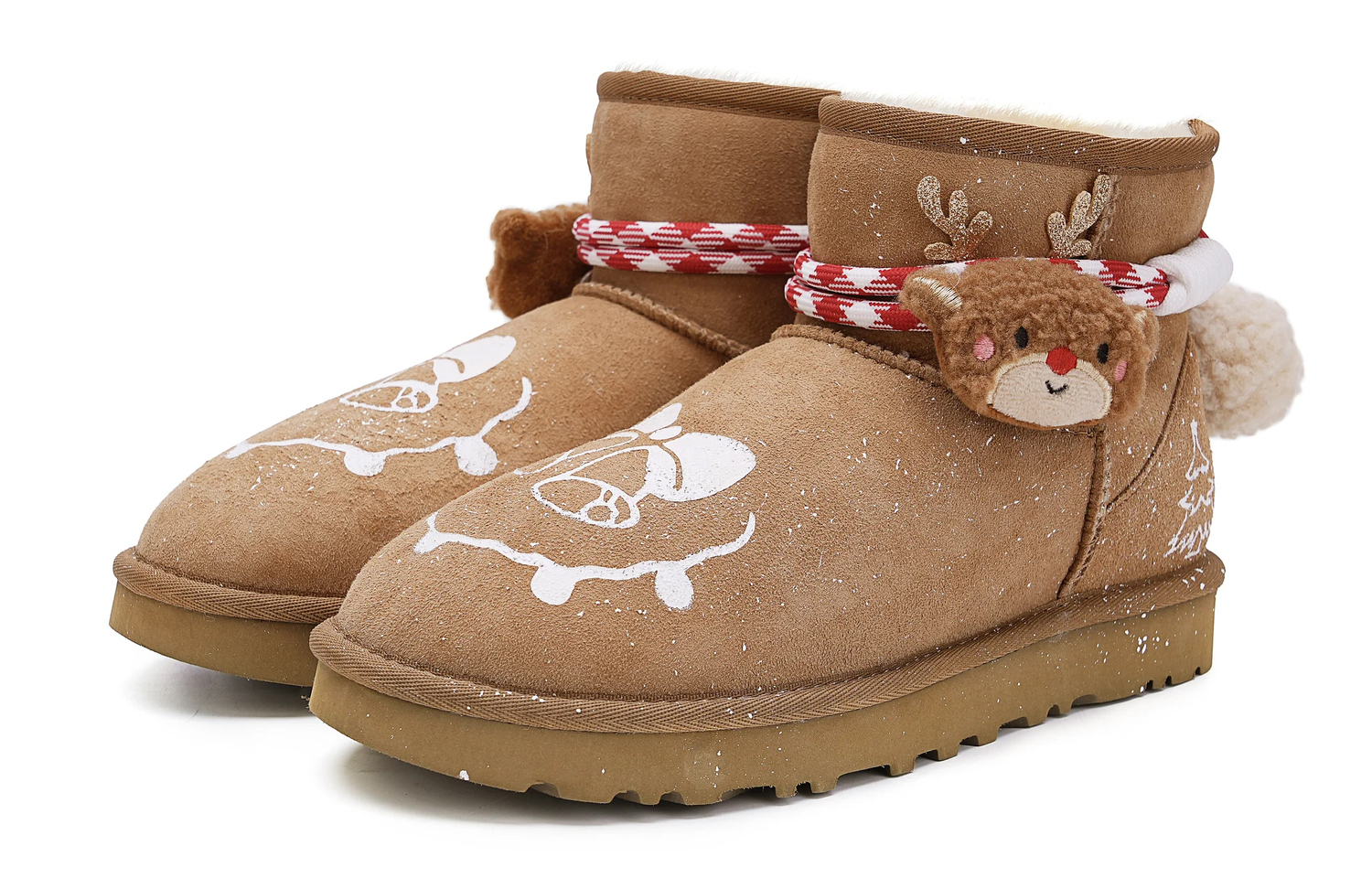 Угги UGG Classic Mini II с зимним декором, коричневый — фото 4