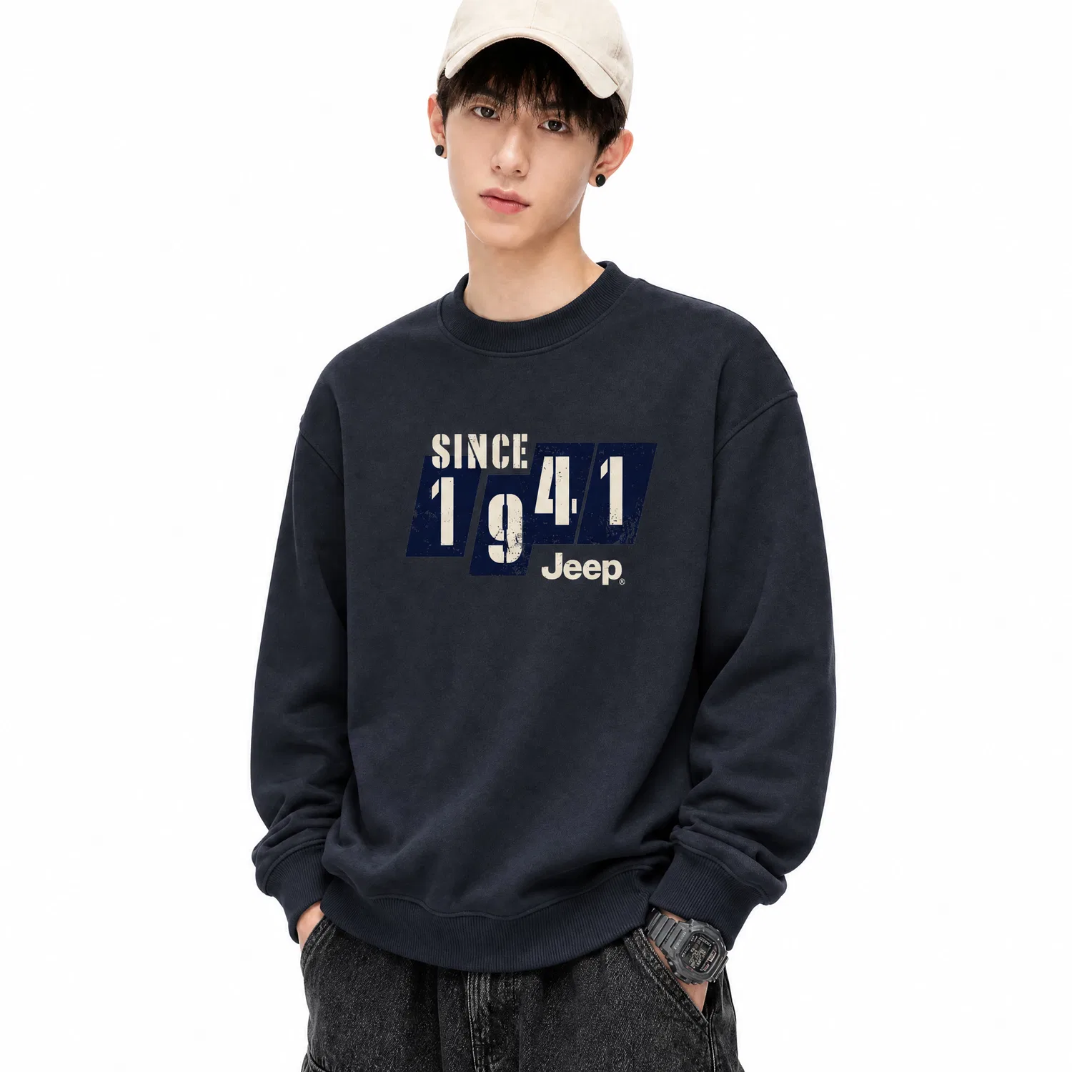 Детский свитшот Unisex с круглым вырезом Jeep, Navy Blue — фото 4