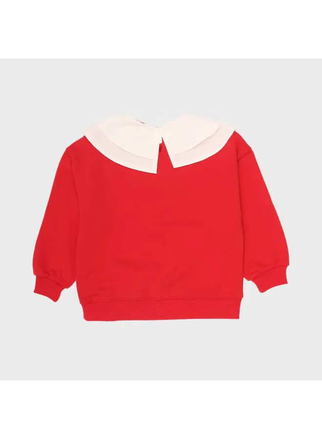 Худи с патчворк-воротником Korean retro style Zara, красно-белый — фото 3