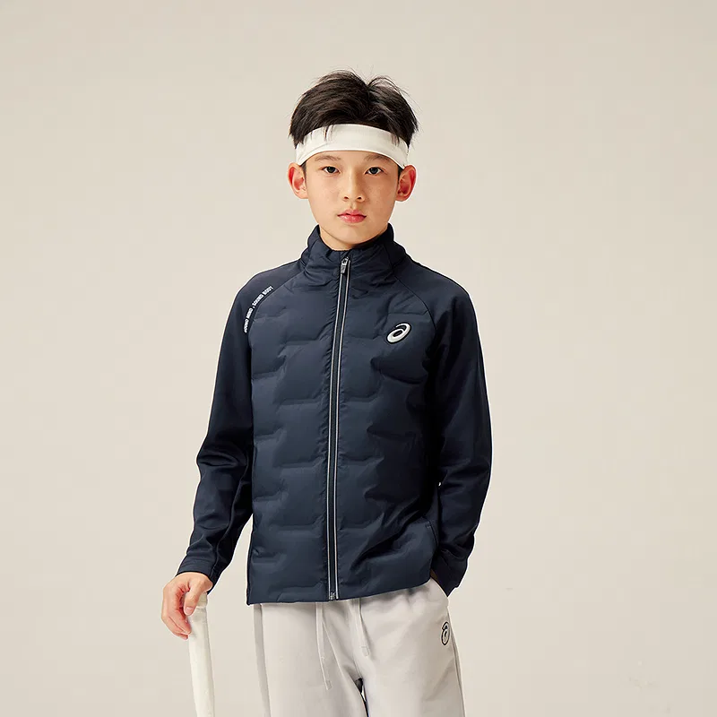 Детский пуховик с воротником-стойкой ветрозащитный Unisex Down Jackets ASICS, 81826 Navy Blue — фото 4