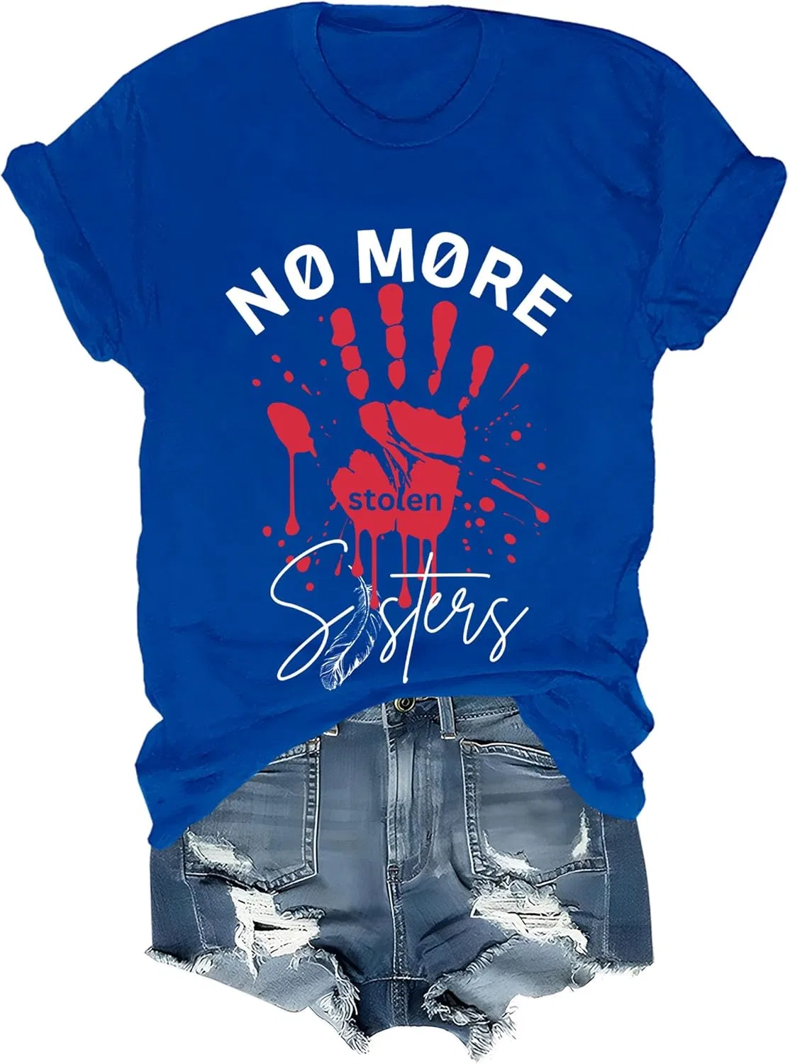 Unisex футболка с принтом No More Stolen Sisters, Sapphire Blue