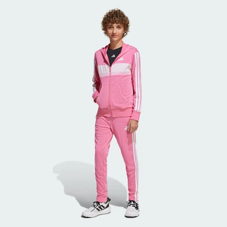 Детский спортивный костюм с принтом 3-Stripes Seasonal Essentials Tiberio 3-Stripes French Terry Track Suit adidas, Розово-белый — фото 2
