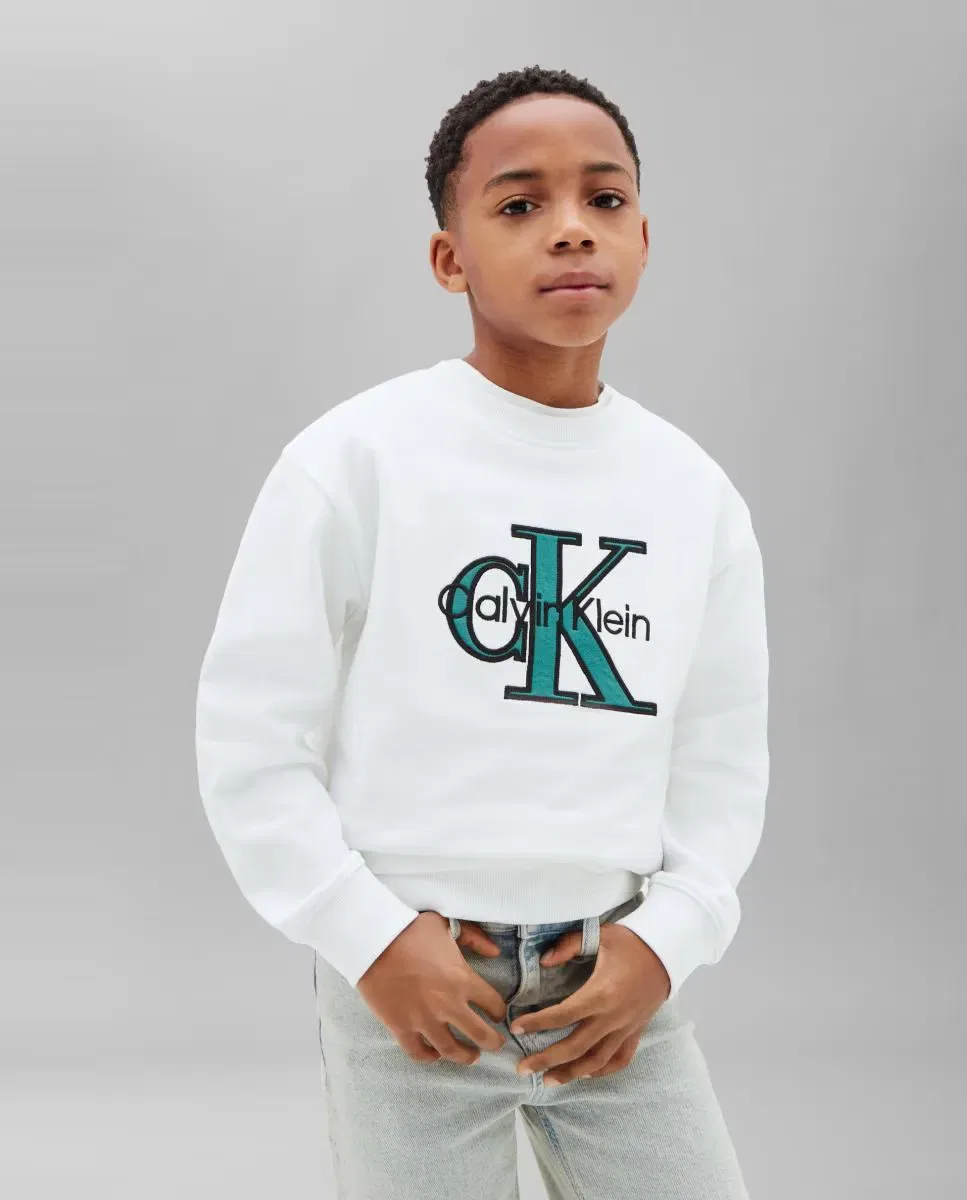 Детская худи для мальчиков с принтом Calvin Klein, Blanco
