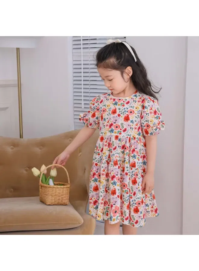 Tu Tu Xiao Xiang Платье с цветочным принтом детское хлопковое Tutu Xiao Xiang, красный