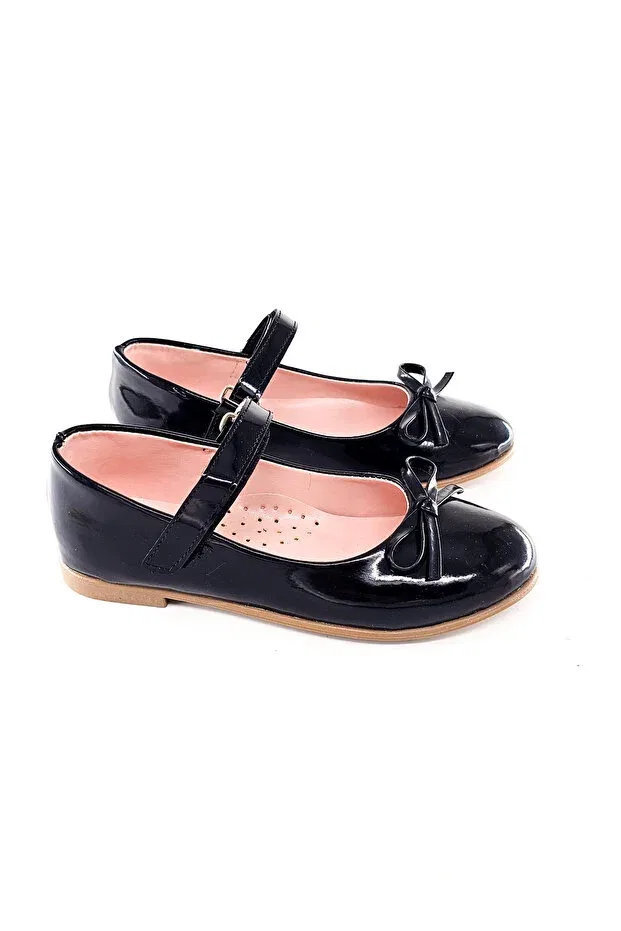 Детские балетки для девочек с принтом Girl'S ballerina shoes with mustache bow Julshen, Black — фото 4
