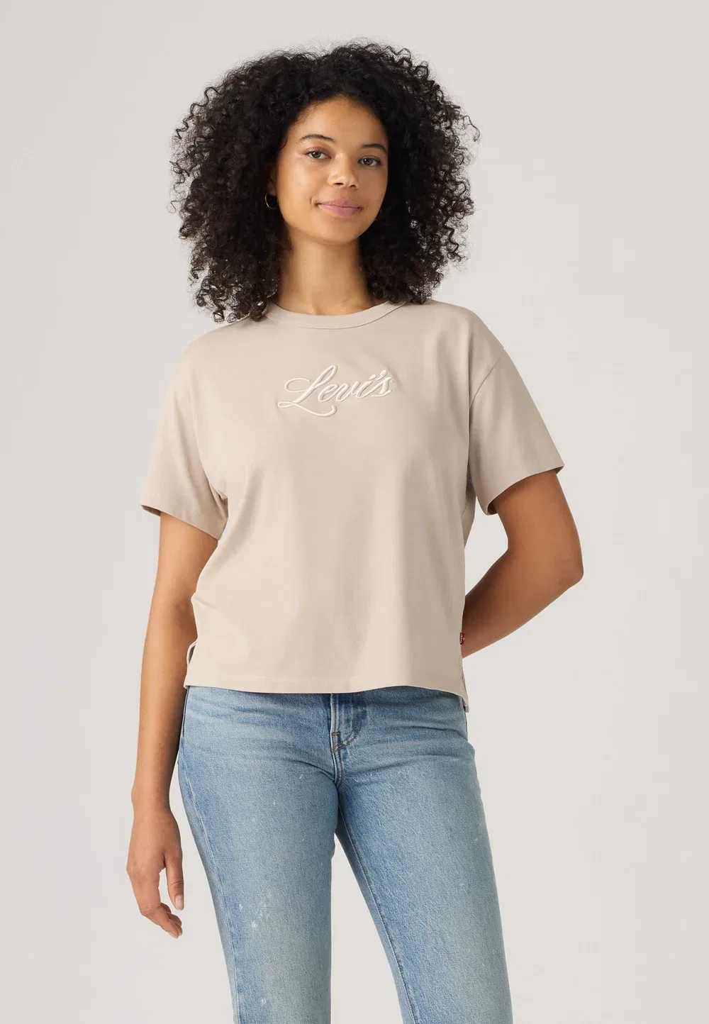 Винтажная футболка - футболка с принтом Levi'S, Corded Script Logo Chateau Gray