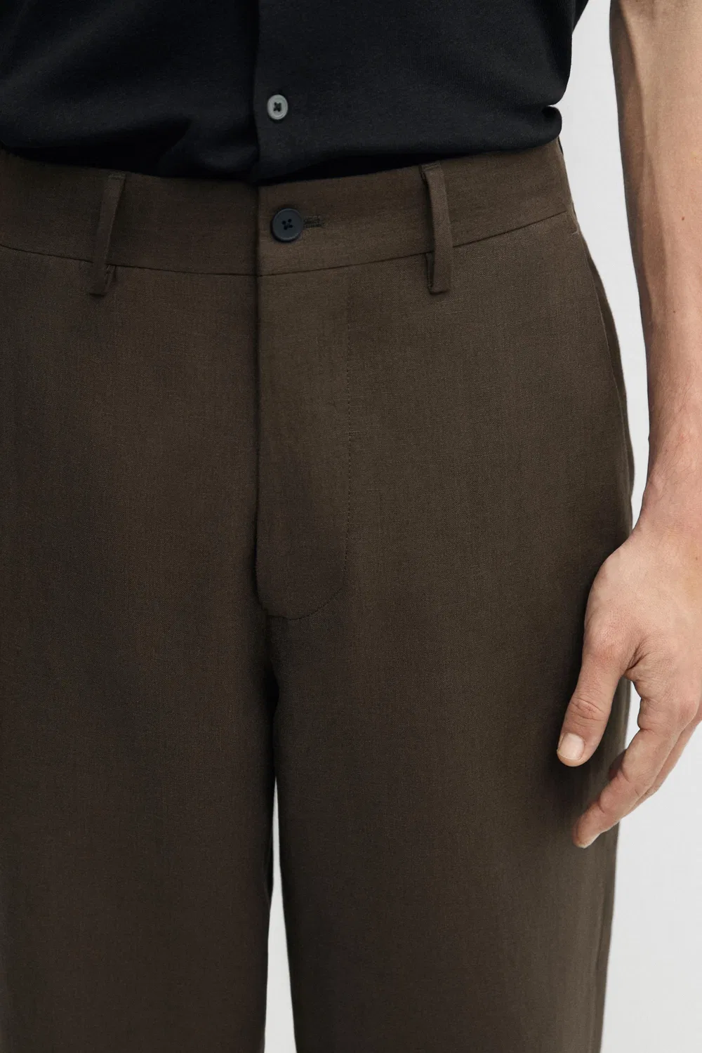 Брюки от льняного костюма Massimo Dutti, коричневый — фото 4