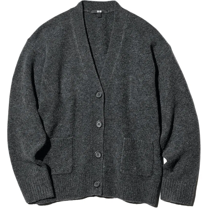 Женский свитер с V-образным вырезом Dark Gray UNIQLO, Темно-серый