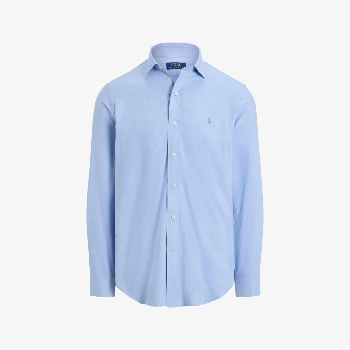 Идеально сидящая хлопковая рубашка с вышитым логотипом Polo Ralph Lauren, голубой
