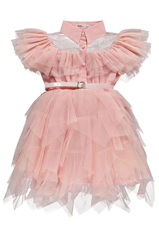 Детское платье для девочек с поясом Beli belted tulle dress Civil Girls, Salmon