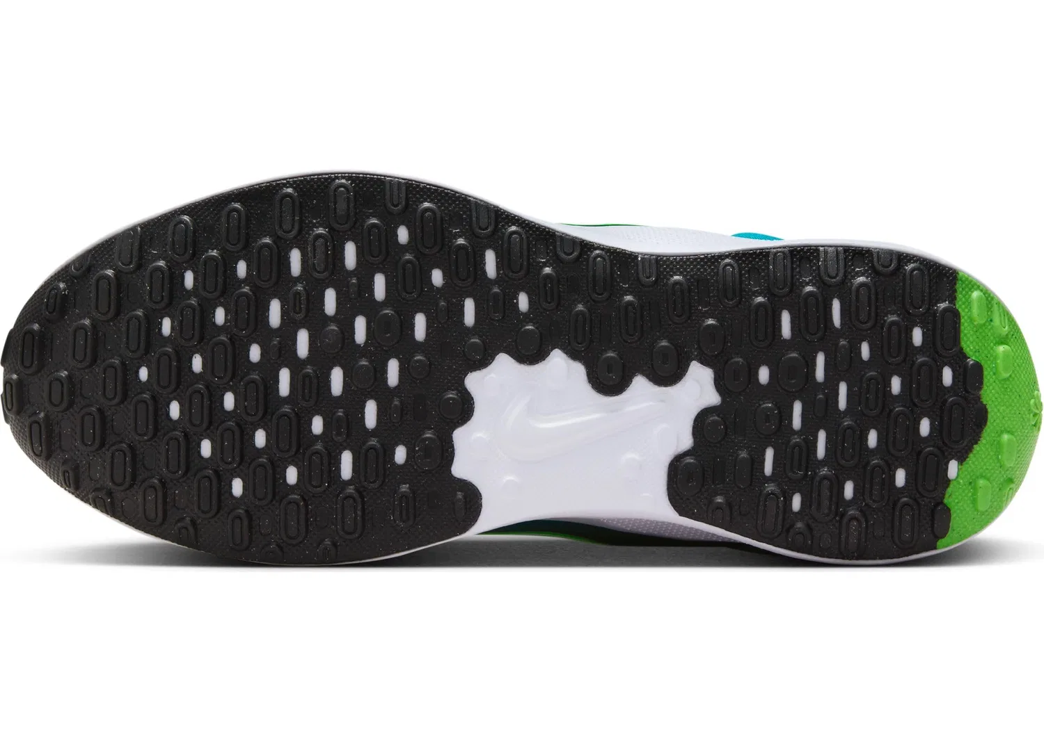 Детские беговые кроссовки для мальчиков с мягкой колодкой Revolution 7 NIKE, Black Green Strike Football Grey — фото 3