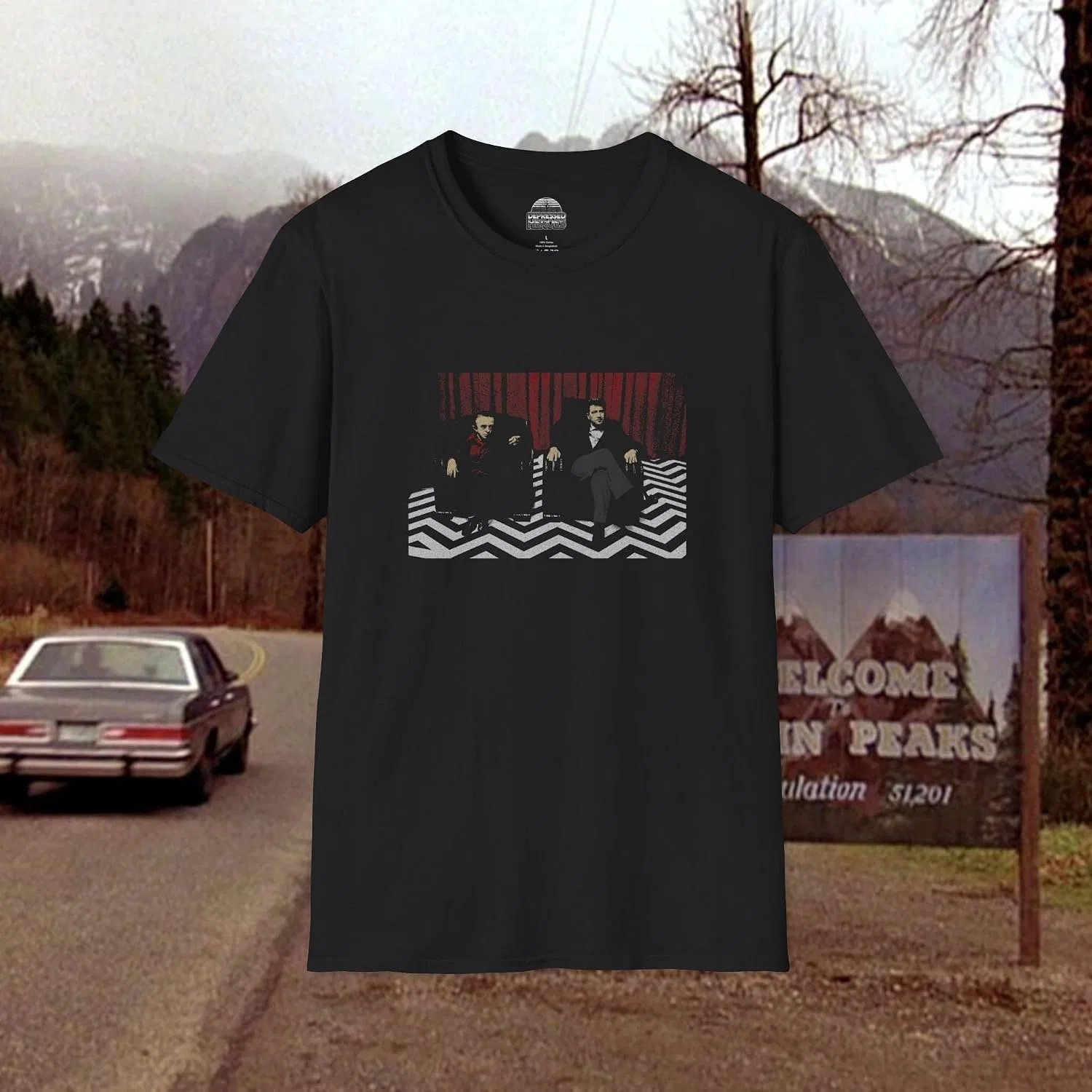 Мужская футболка с принтом Twin Peaks Black Lodge Gildan, Black — фото 2