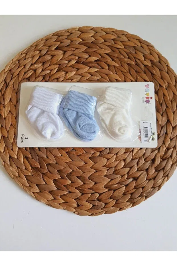 Детский комплект носочков-пинеток с полосками Pileki Baby, Blue White Cream