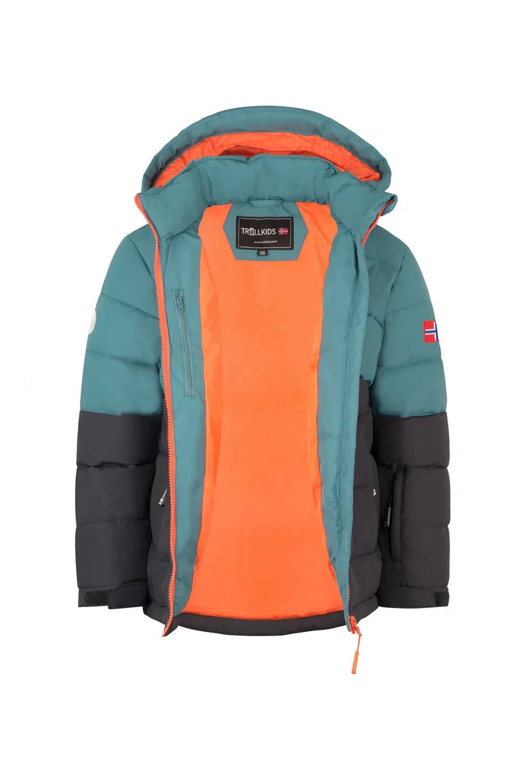 Детская куртка gryllefjord - зимняя куртка Trollkids, Stormy Blue/Black/Flame Orange — фото 3
