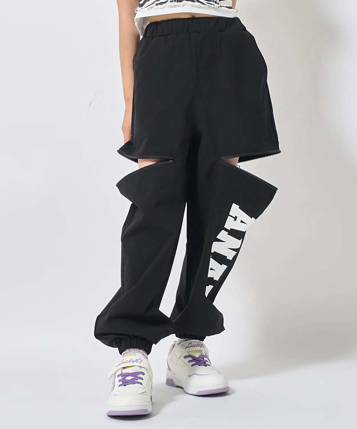 Детские спортивные брюки с боковой молнией и принтом ANAP kids, Black