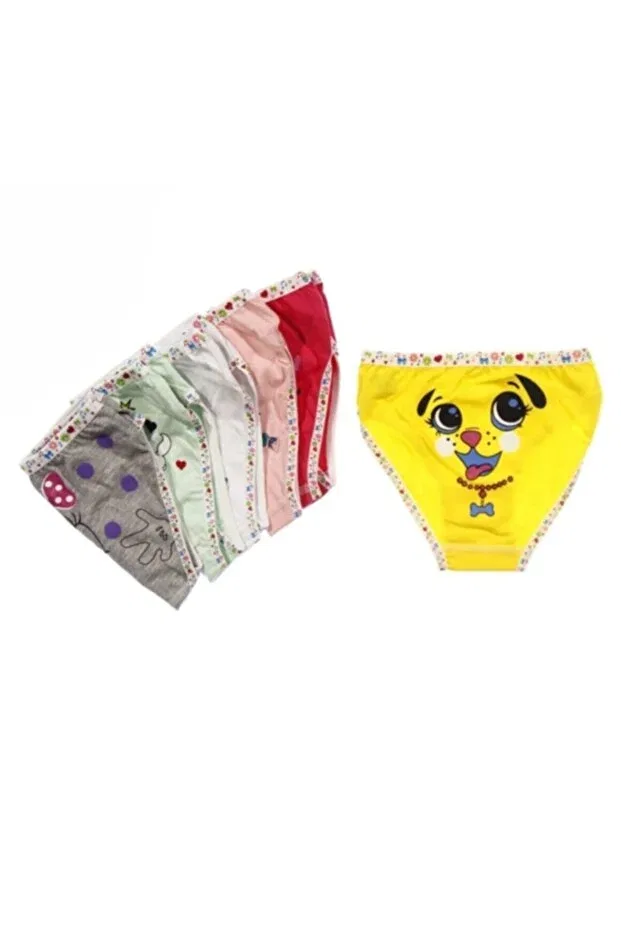 Детские трусы для девочек с принтом 6 шт Tutku, Yellow White Pink Gray Red