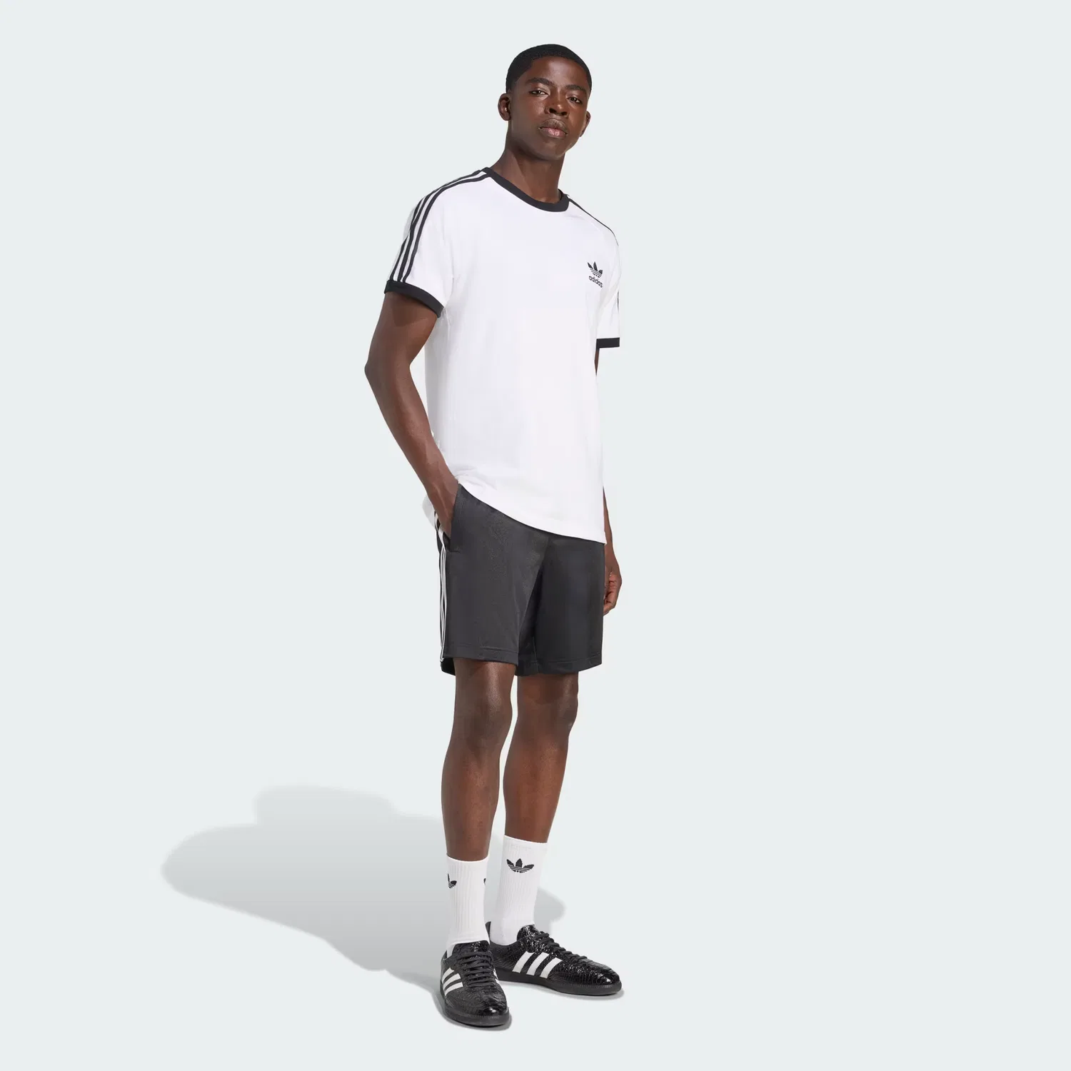 Мужские шорты с жаккардовым плетением Adicolor Adidas Originals, черный/белый — фото 4