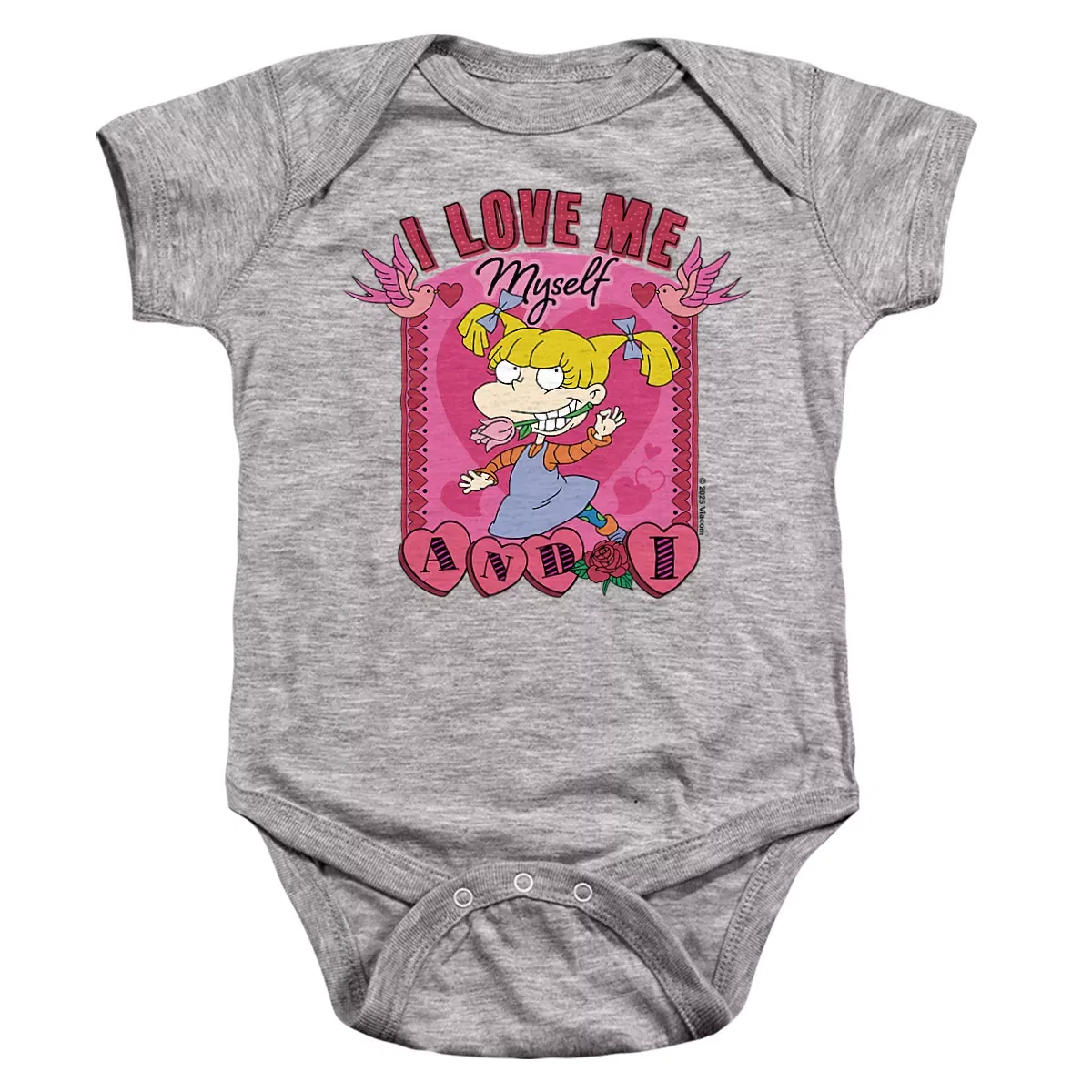 Детское боди с коротким рукавом Angelica I Love Me Myself And I Rugrats, Athletic Heather