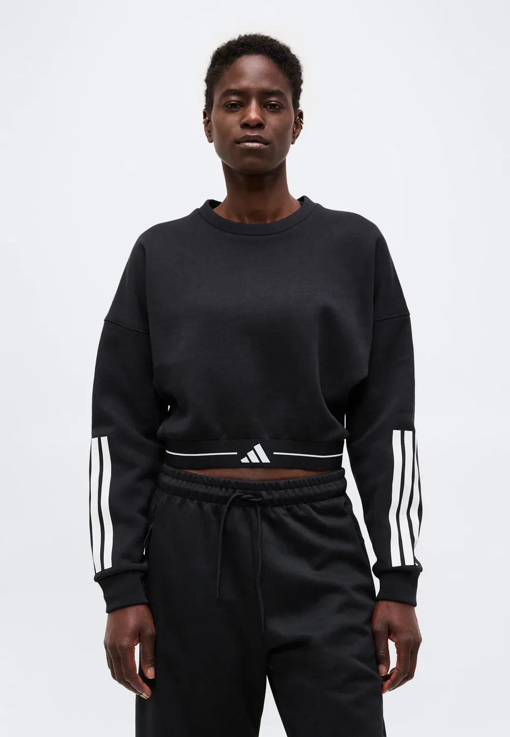 Толстовка Hyperglam с тремя полосками, свободного кроя Adidas Performance, Black