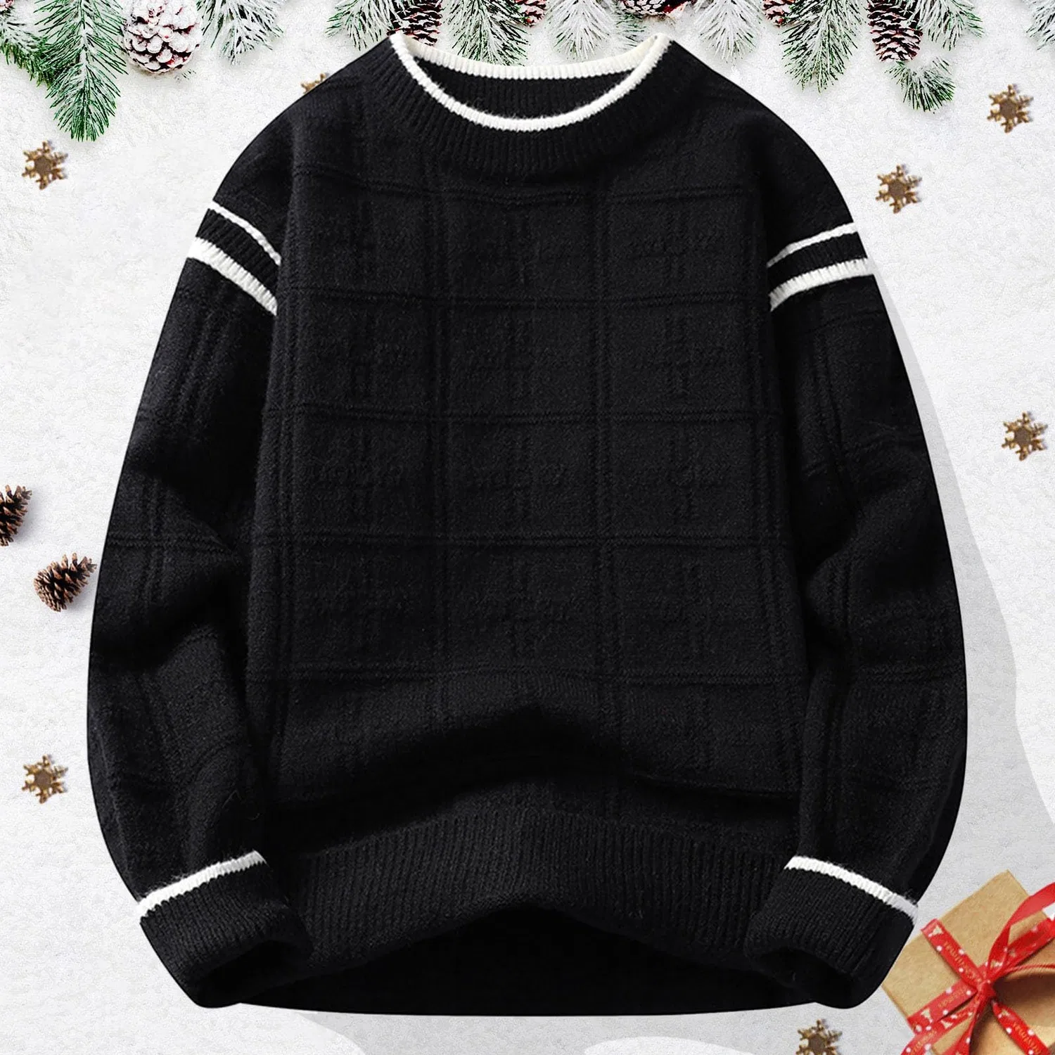 Мужской свитер с жаккардовым узором Retro Jacquard Knit, 2-Nero — фото 3