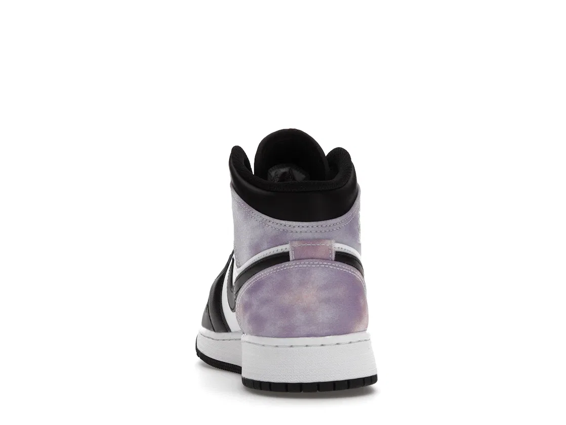 Детские кроссовки для баскетбола с высоким берцем Jordan 1 Mid SE Jordan, Black/White/Amethyst Wave/Bleached Coral — фото 4