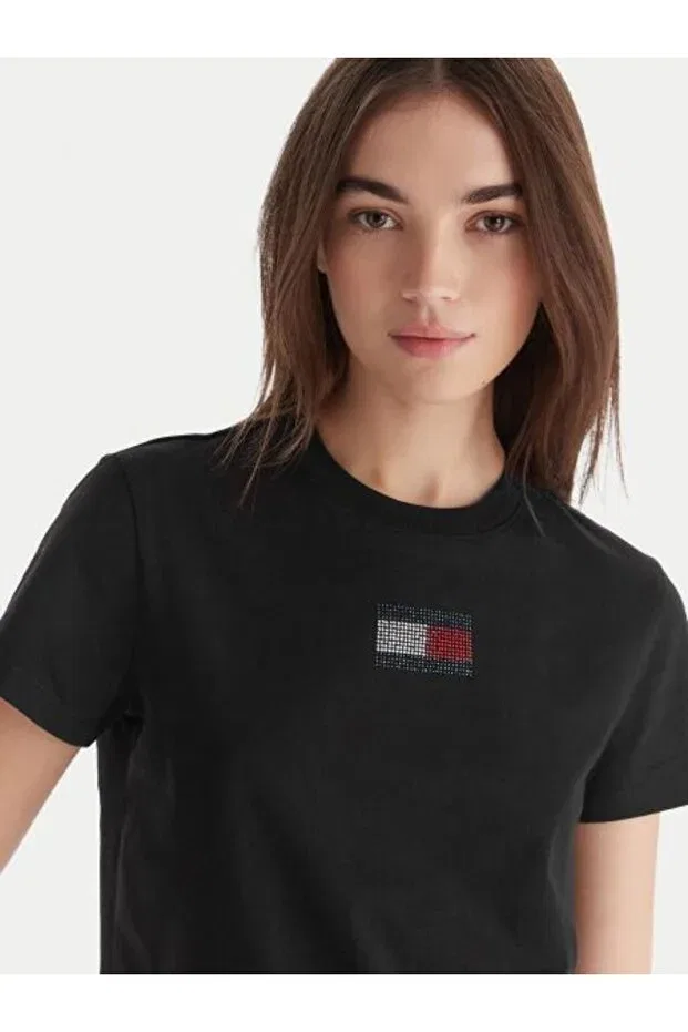 Женская футболка с принтом Tommy Hilfiger, Black — фото 4