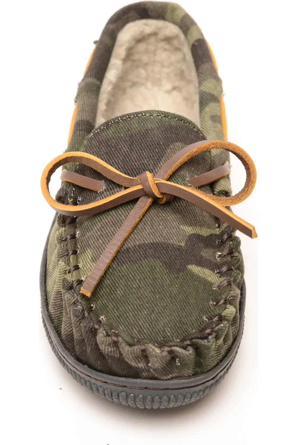 Детские тапочки слипоны на пенке с начесом Minnetonka, Green Camo Print — фото 3