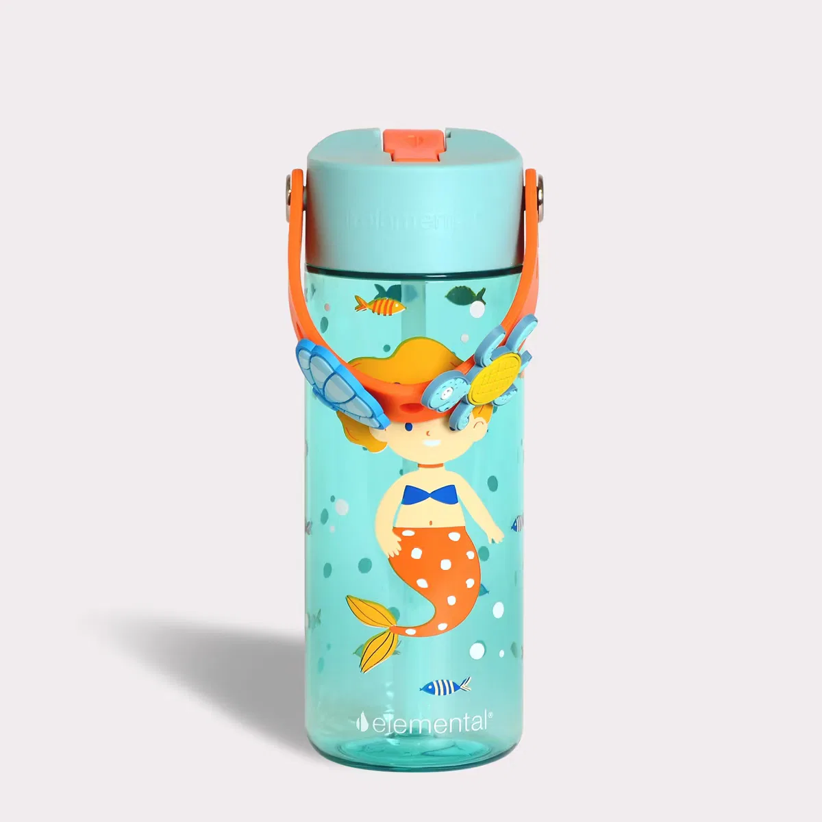 Детская бутылка для воды 530 мл с трубочкой и поп-ит ручкой Splash Sunny Mermaid Elemental, Sunny Mermaid