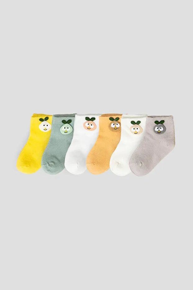 Детские носки для девочек хлопковые набор 6 пар Pear Accessories Defne Baby, Mixed — фото 2